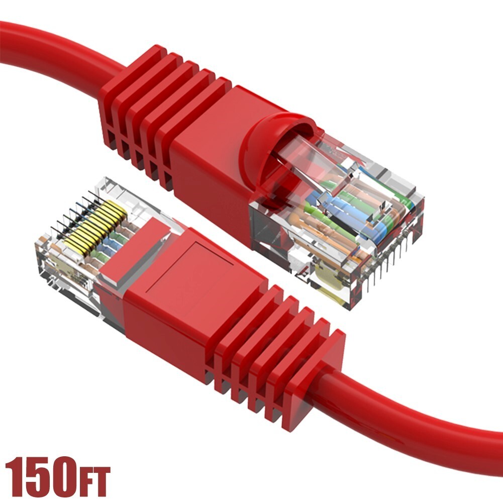 150FT Cat6 RJ45 LAN Network Ethernet Router UTP Molded Snagless Patch Cable Red