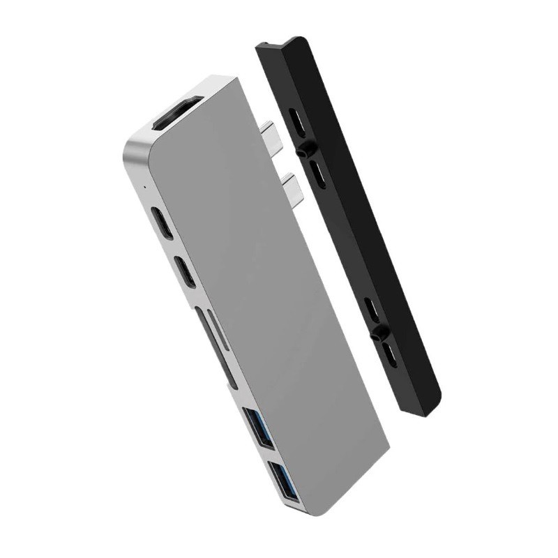 HyperDrive Duo 7-in-2 USB-C Hub Adapter for MacBook Pro Air Thunderbolt 3 Silver