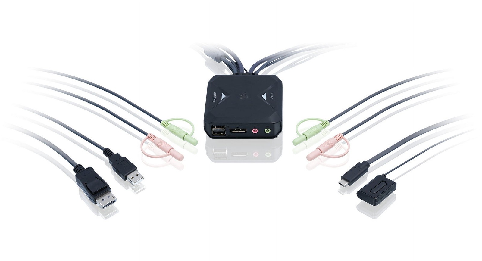 IOGEAR 2-Port 4K Hybrid KVM Switch with DisplayPort, USB-C and Audio (gcs82dpc)