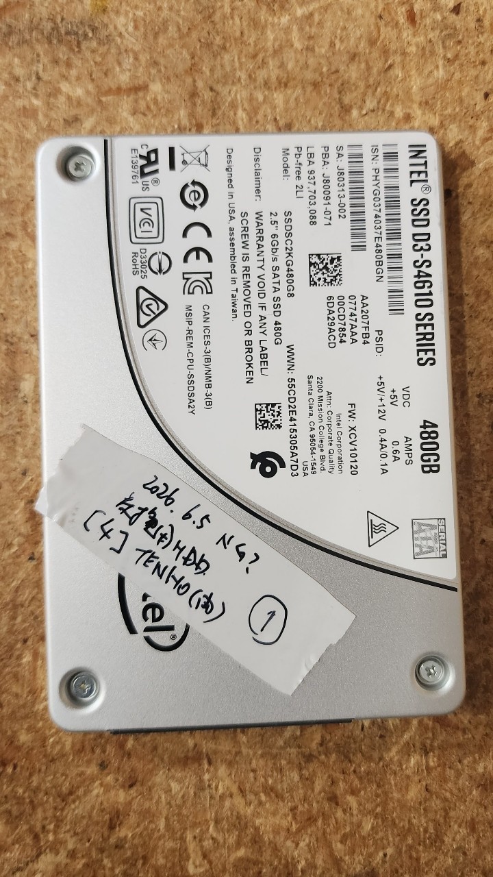 SSDSC2KG480G801 Intel D3S4610 Series 480GB 25 SATA TLC 3D2 7mm 6Gbs SSD