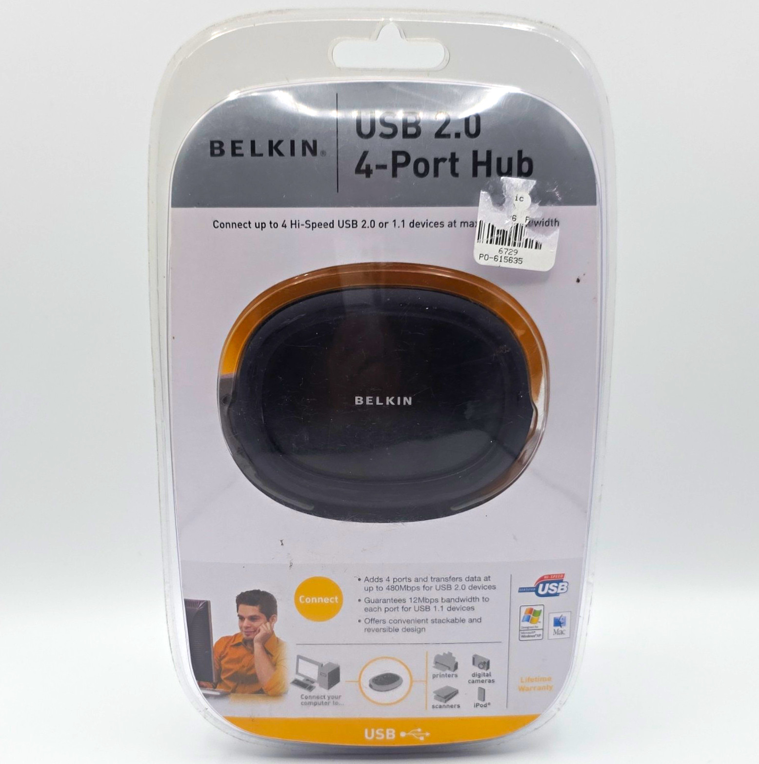 Belkin USB 2.0 4-Port Portable Hub/Splitter Box Black F5U234v1