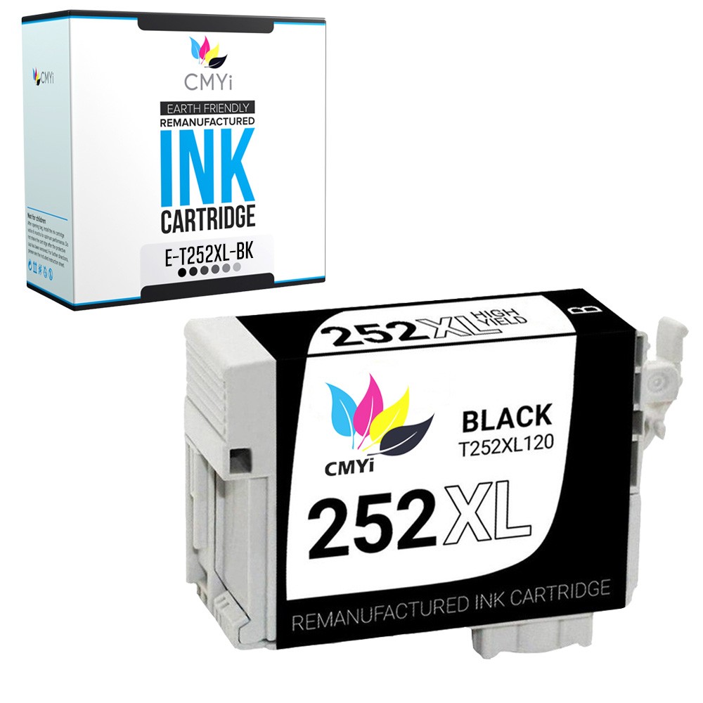CMYi 1-Pack Replacement 252XL Black Ink Cartridge for Epson Workforce WF-3620