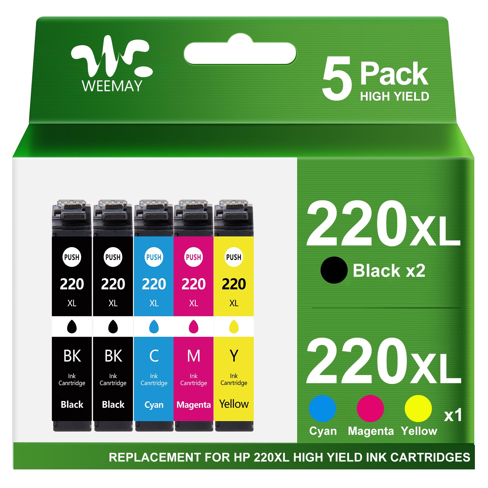 5PK T220XL 220XL Ink For Epson XP-420 XP-424 XP-320 WF2630 WF2660 WF2760 printer