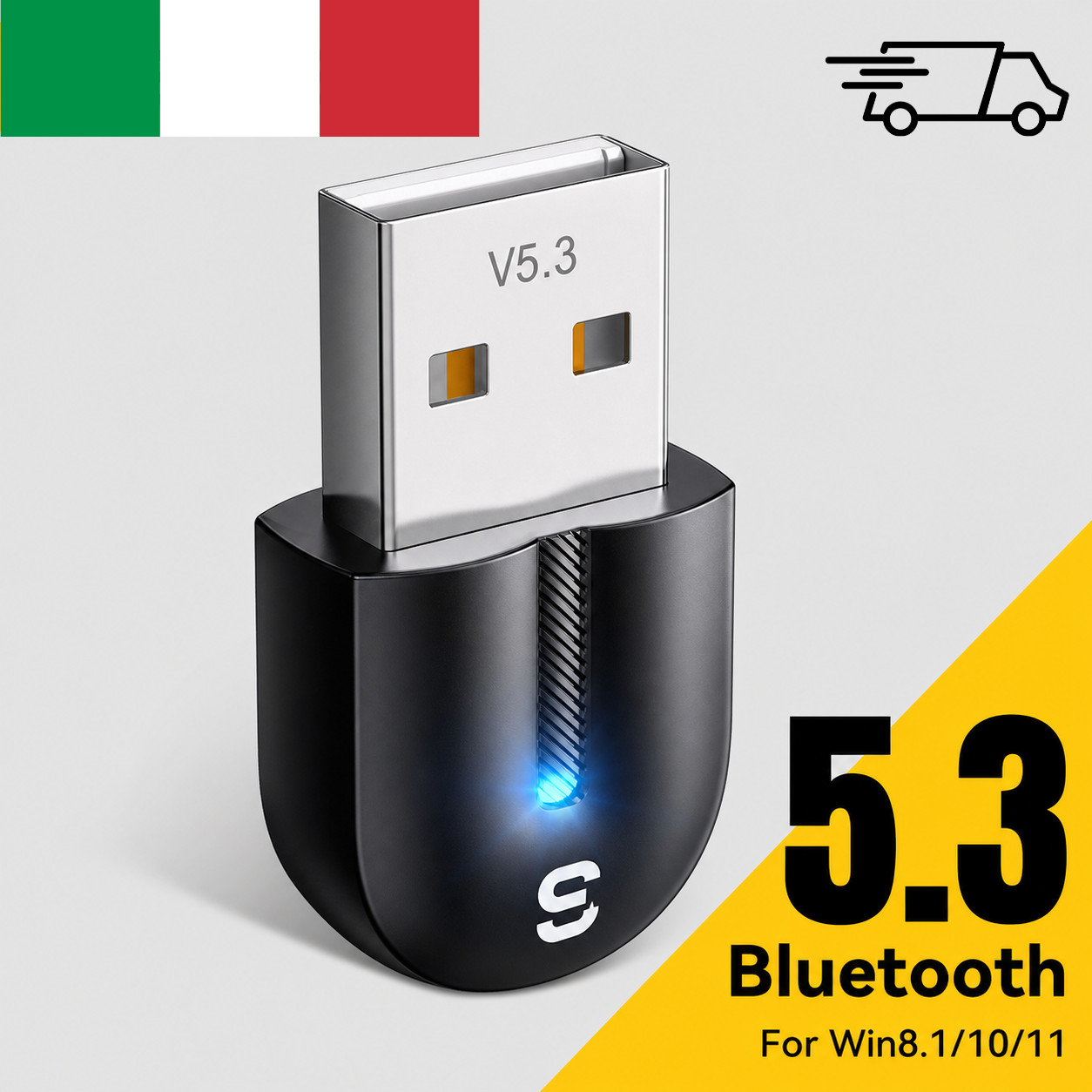 Bluetooth 5.3 USB Adapter Receiver Audio Transmitter PC Laptop Dongle