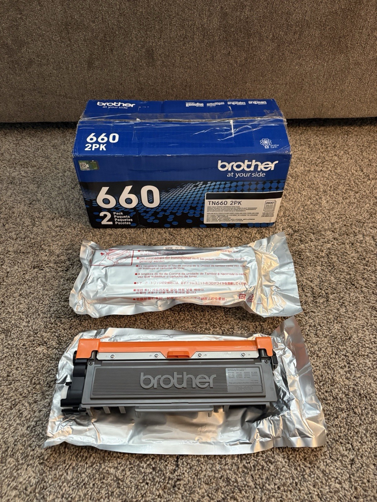 Brother Genuine TN660 High-Yield Black Toner Cartridge Twin Pack TN6602PK