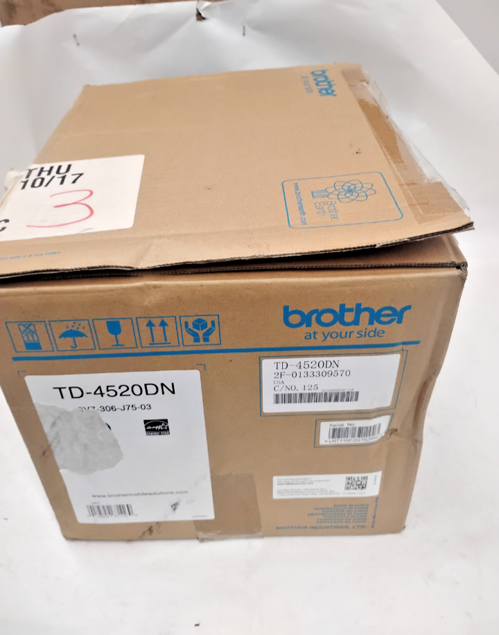 Brother TD-4520TN 4-in Thermal Transfer Desktop Network Barcode & Label Printer