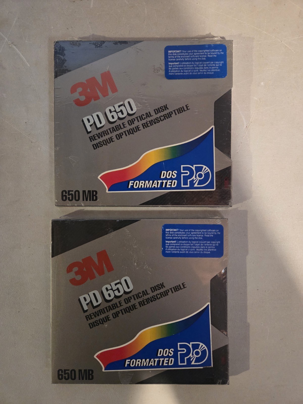 2 Imation 3M Optical PD 650 Rewritable Optical Disk. DOS Formatted NEW