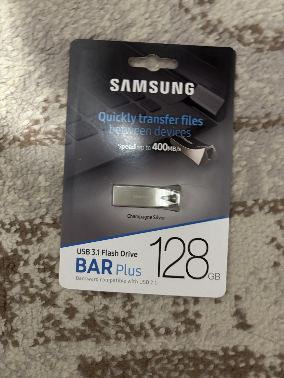 Samsung BAR Plus 128GB USB 3.1 Flash Drive Champagne Silver MUF-128BE3 New