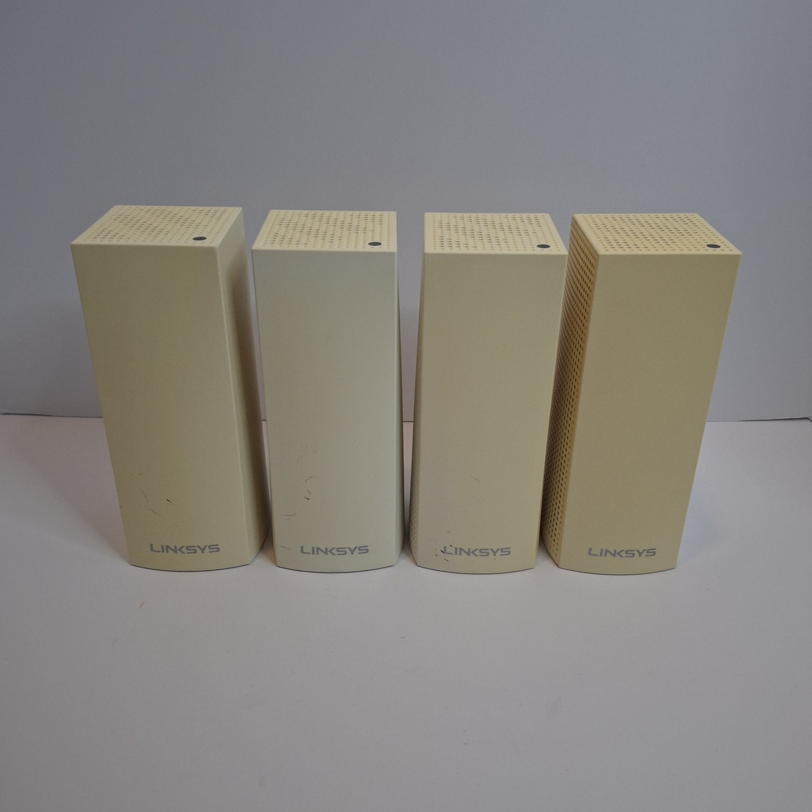 Lot of 4 Linksys Velop WHW03 V2 AC2200 Tri-Band Mesh WiFi Router Nodes No Cords