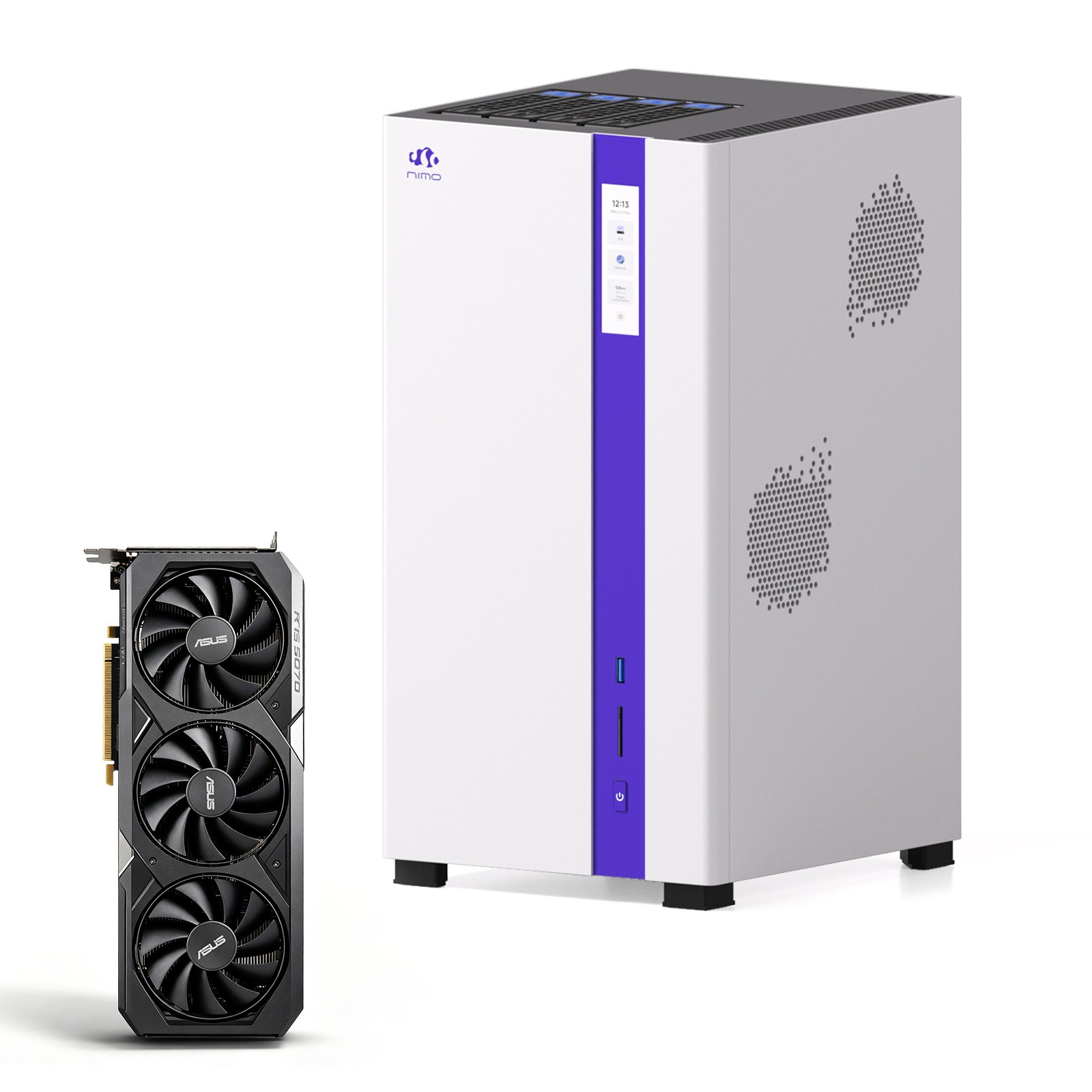 NIMO AI NAS, Agentic Computer Mini PC AI Server AMD Ryzen 7 PRO 8845HS RTX 5070