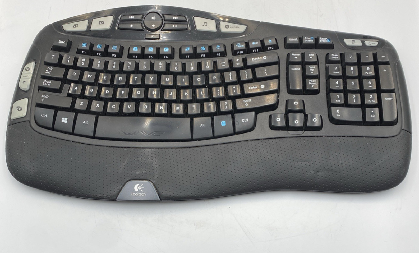Logitech K350 Wireless Wave Keyboard Ergonomic Y-R0053 Tested No USB Dongle