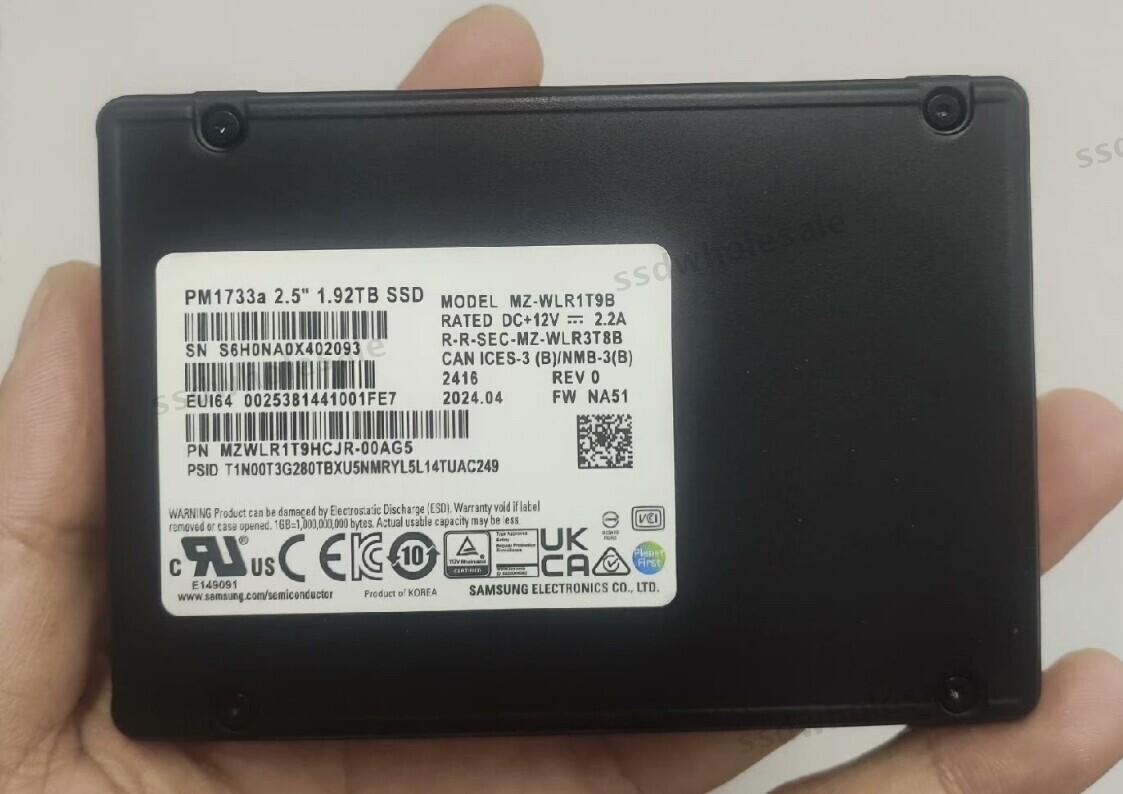 PM1733A 1.92TB U.2 PCIE New Samsung 3.0 NVME MZWLR1T9HCJR-00AG5 MZ-WLR1T9B SSD