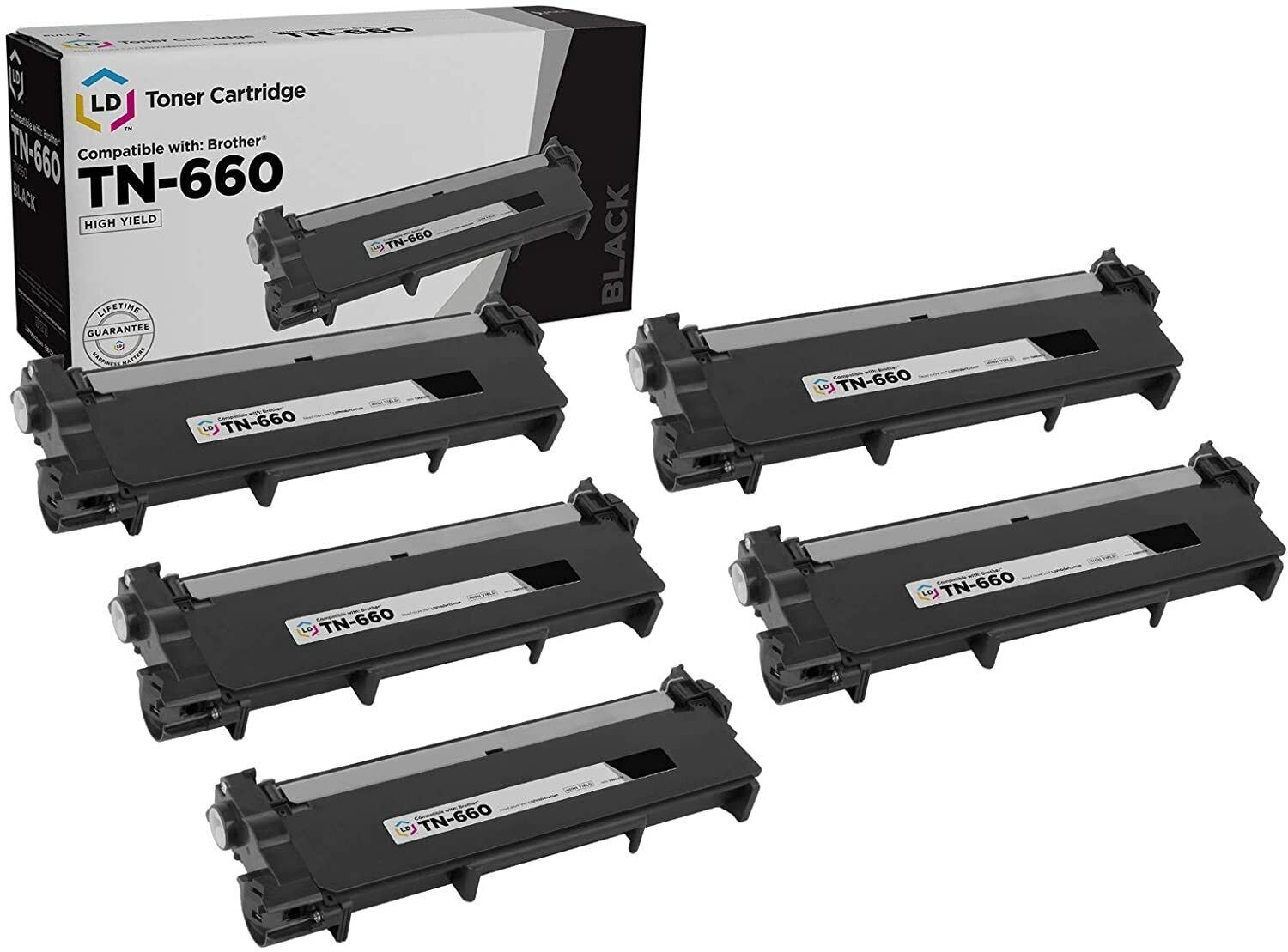 LD 5pk Comp Black Laser Cartridge for Brother Toner TN660 TN-660 HL-L2300D NEW