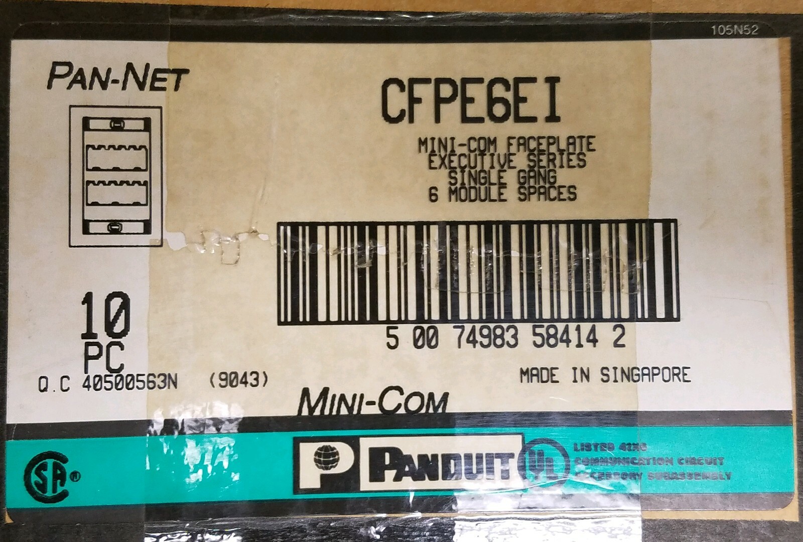 NEW BOX OF 10 PANDUIT CFPE6EI MINI-COM FACEPLATE EXECUTIVE 6-PORT  
