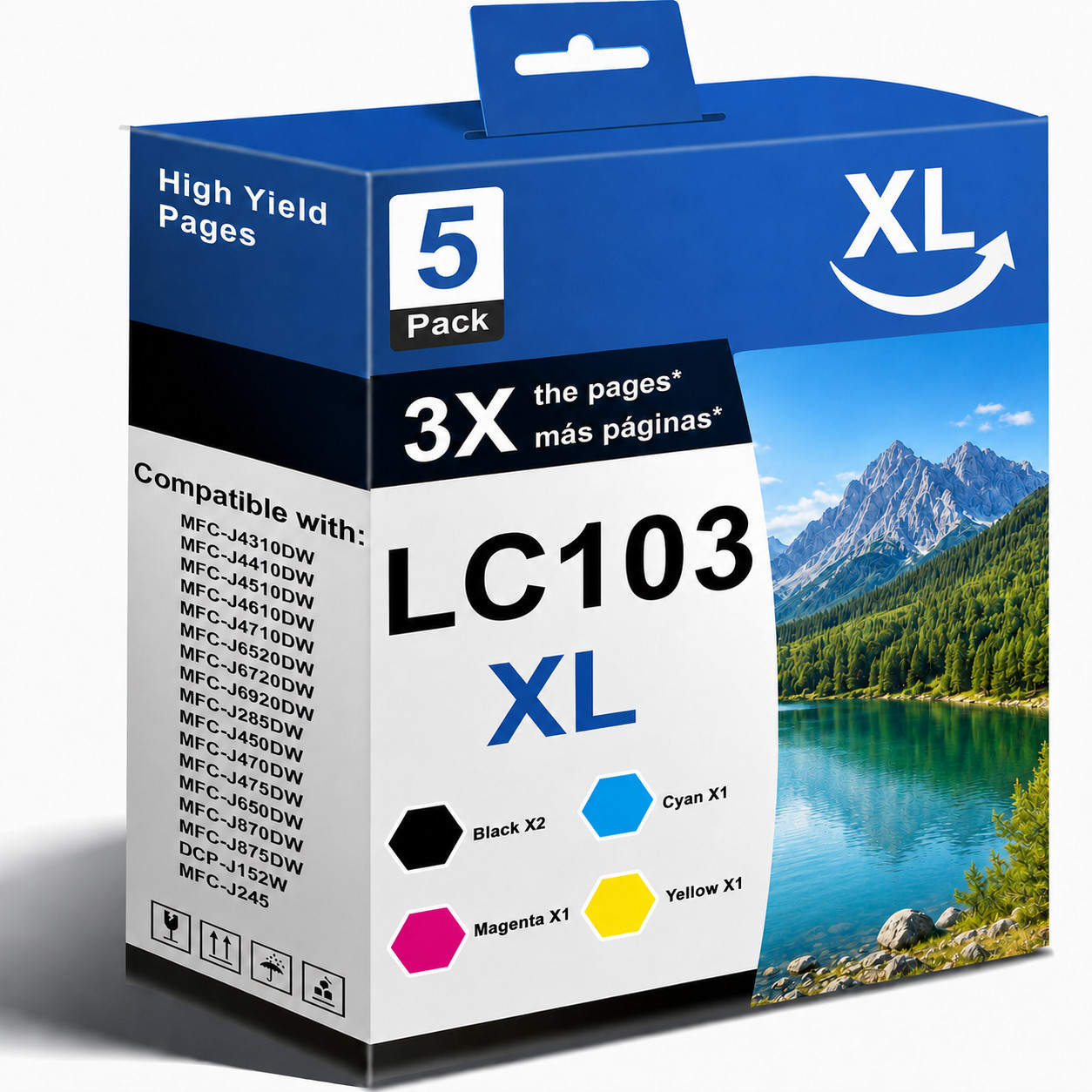 LC103XL  Ink Cartridges Set High Yield Replacement for LC103XL LC103 B/C/Y/M