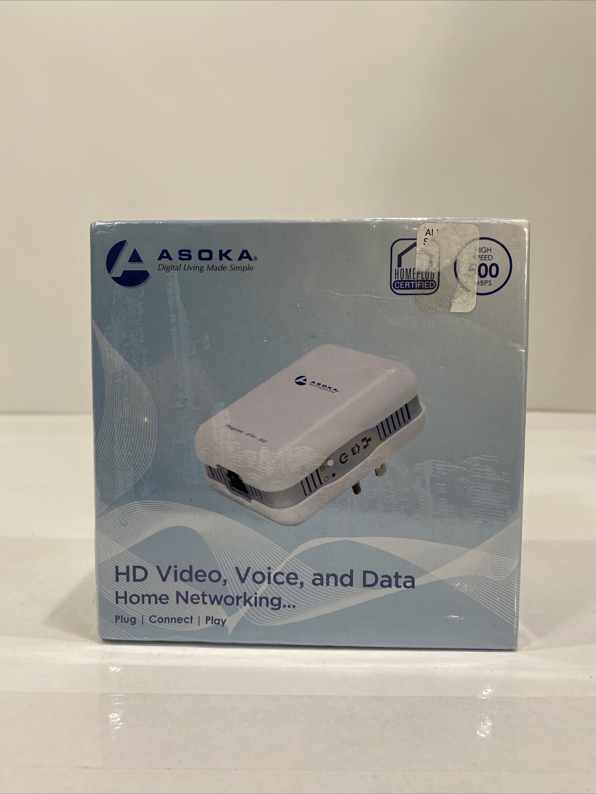 Asoka PlugLink ETH-500 Mbps HomePlug Powerline Ethernet Adapter.              D8