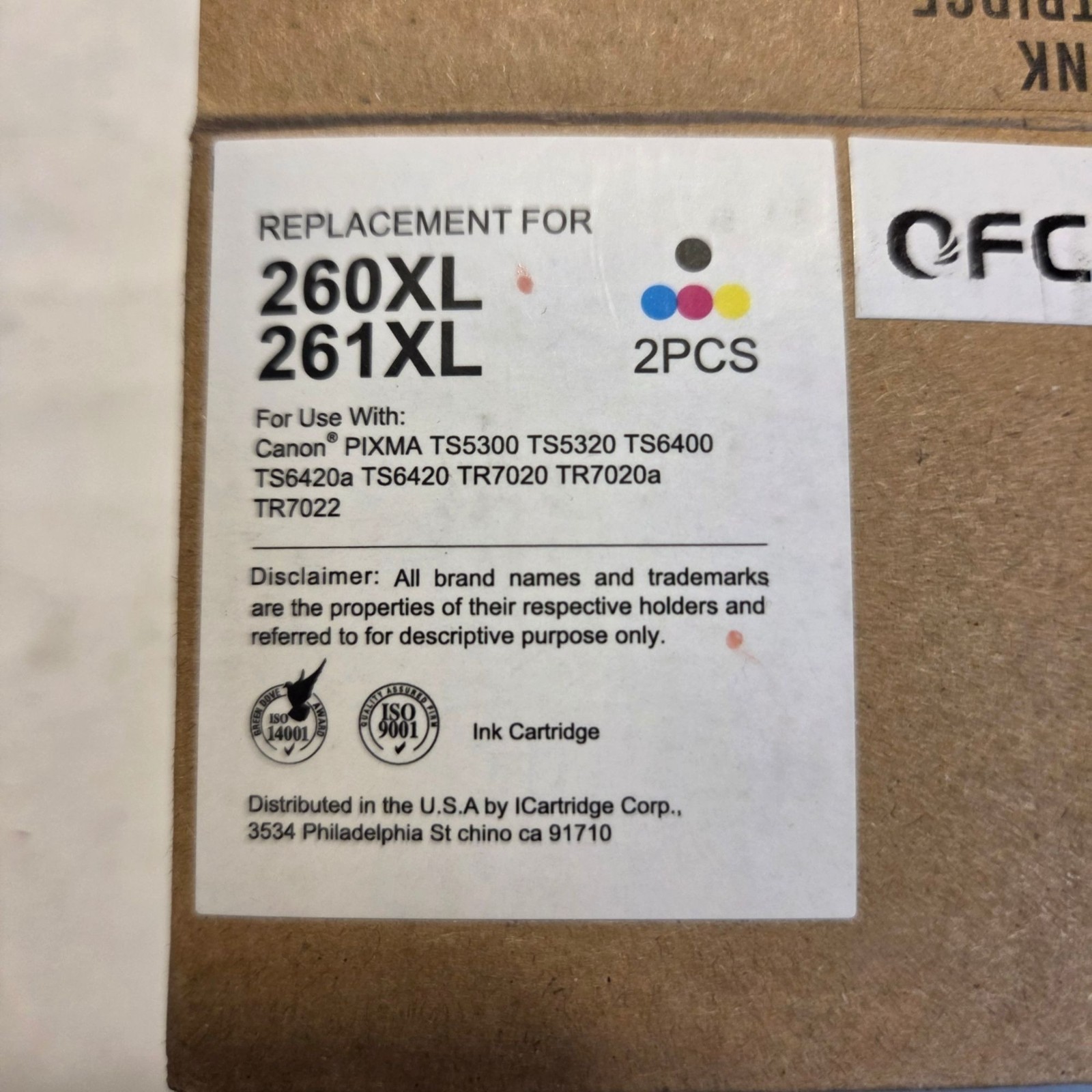 Replacement Ink Cartridges 260XL & 261XL For Canon Printers Sealed in the bag