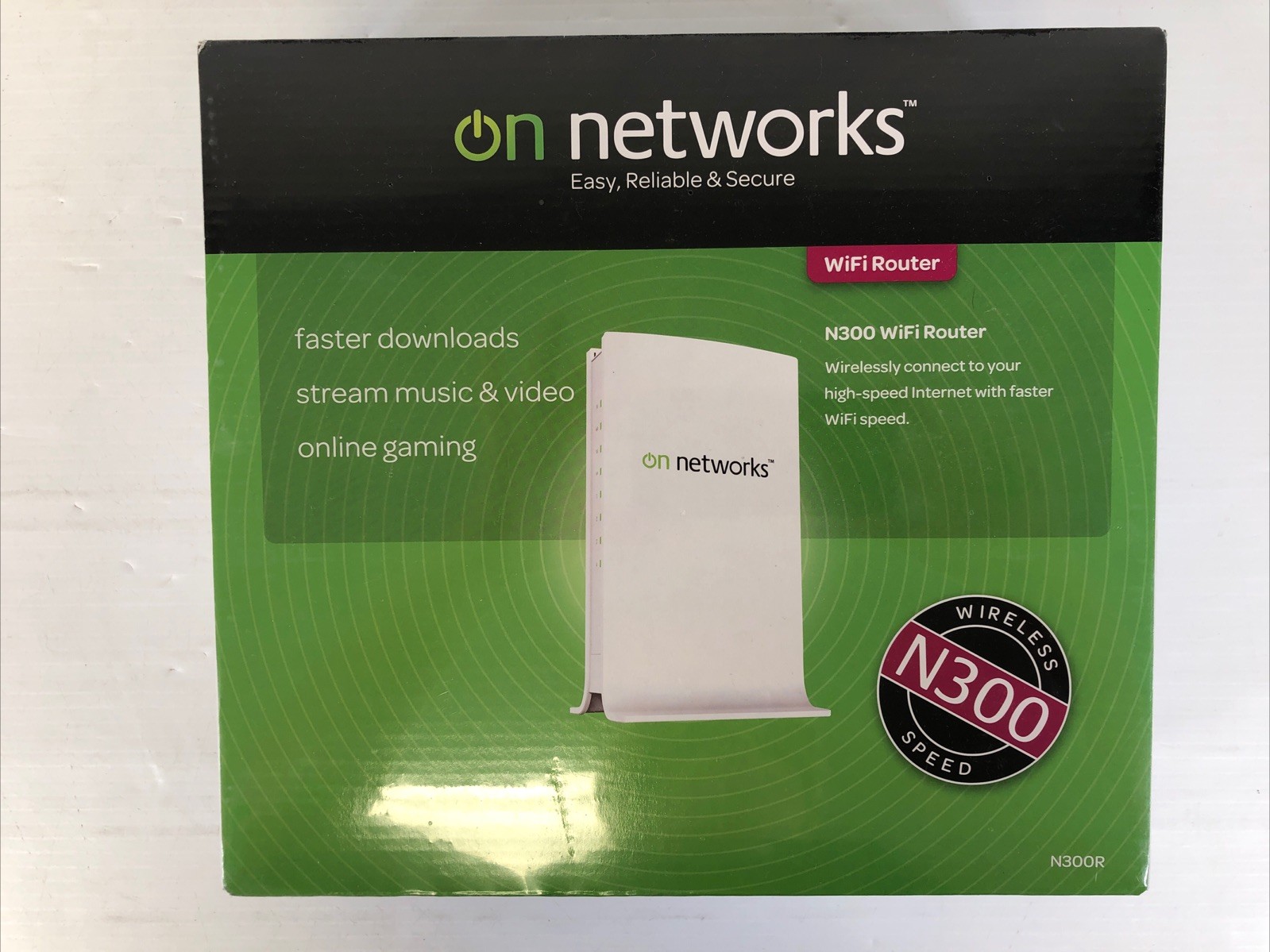 On Networks N300 WiFi Router Faster Downloads Stream Music Video Online Gaming