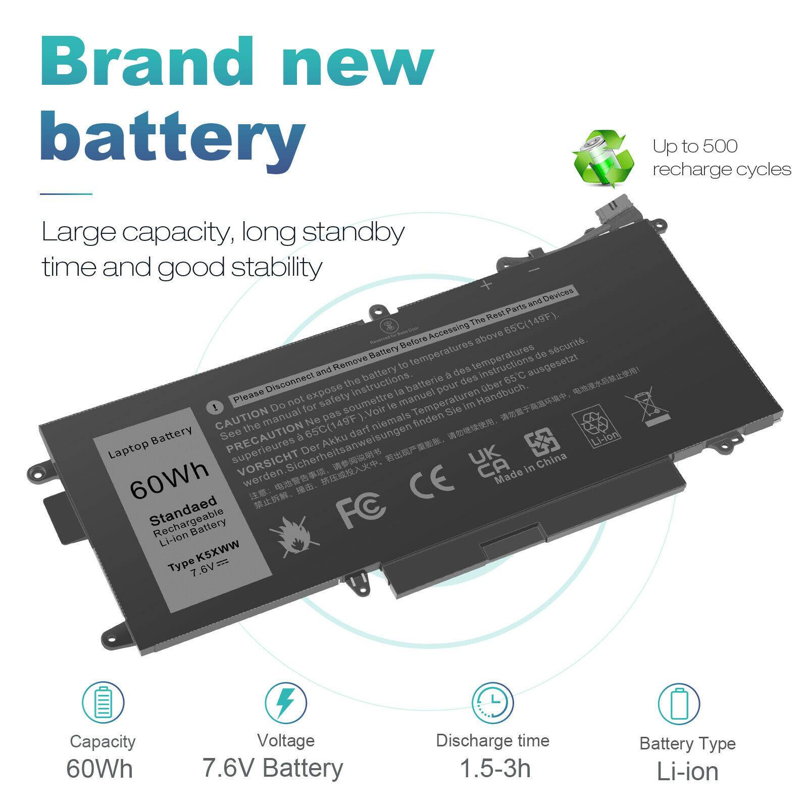 🧡LOT K5XWW Battery For Dell Latitude 5289 7389 7390 2in1 71TG4 P29S X49C1 60Wh