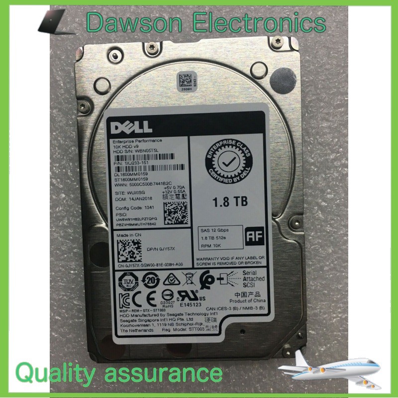 NewDell 0JY57X 1.8TB HDD 10K RPM 2.5" SAS Model: ST1800MM0159 DP/N: JY57X