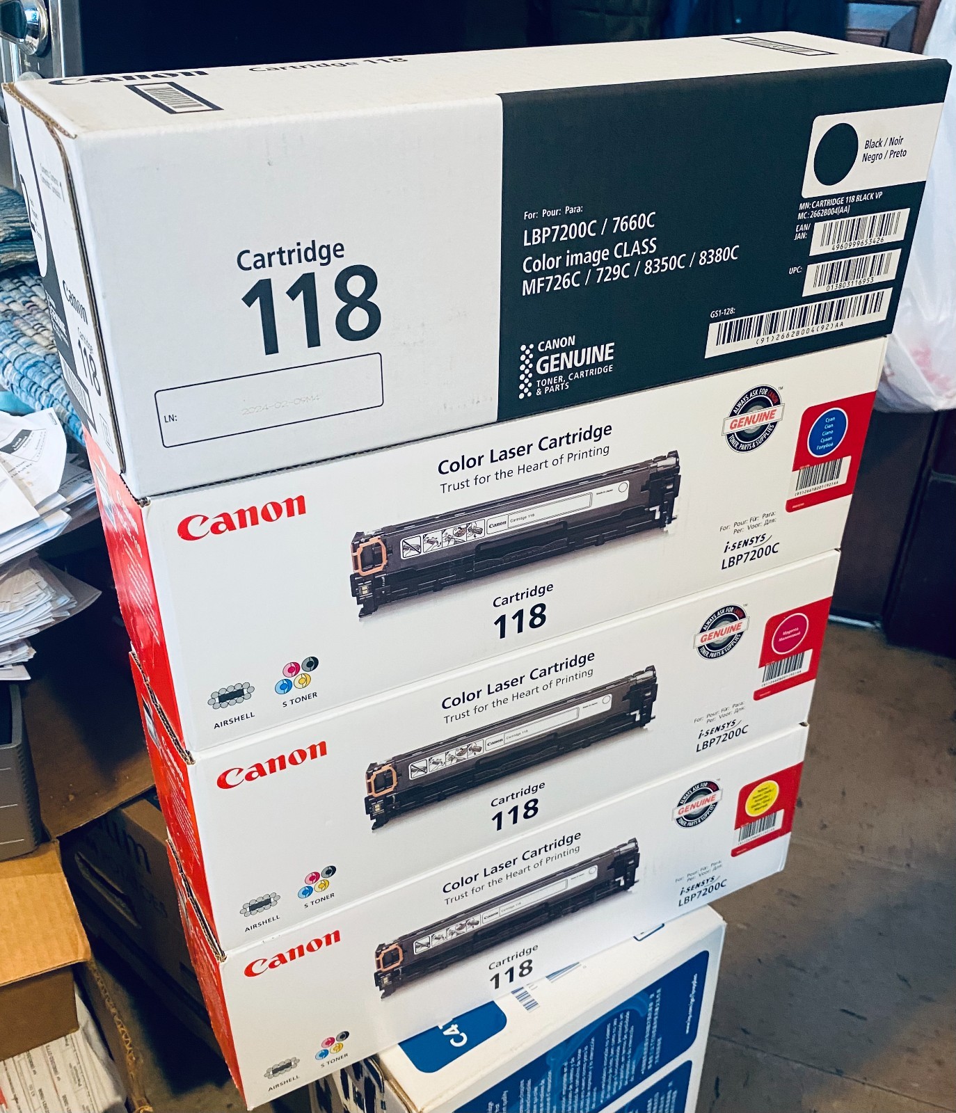 Canon 118 FULL SET - Black, Cyan, Magenta, Yellow Cartridges NEW - TONER - OEM