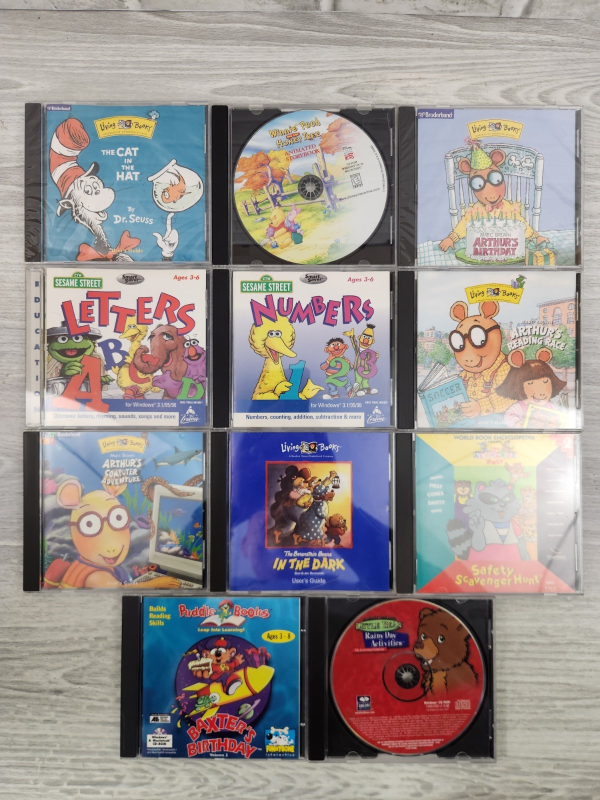 10 Vintage Educational CD-ROM Learning Reading Sesame Street Arthur Berenstain