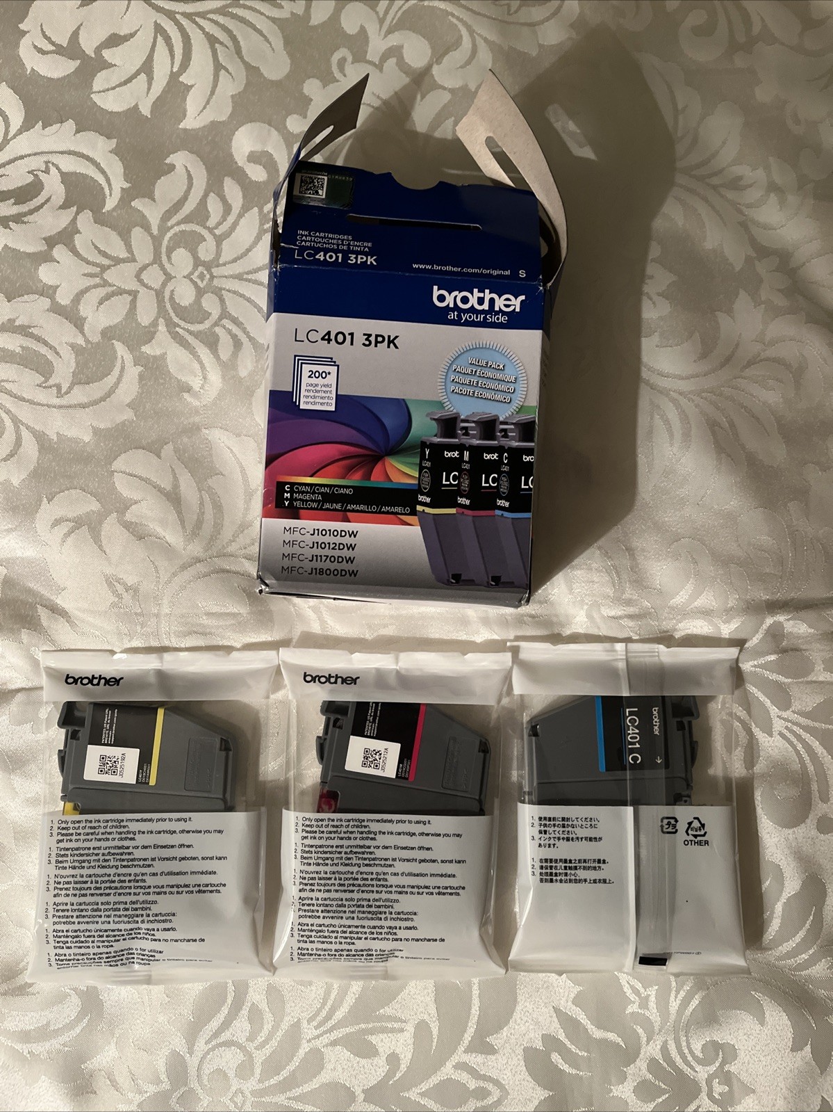 NEW Brother LC401 3PK Genuine Ink Cartridges Cyan Magenta Yellow Exp 2028.09