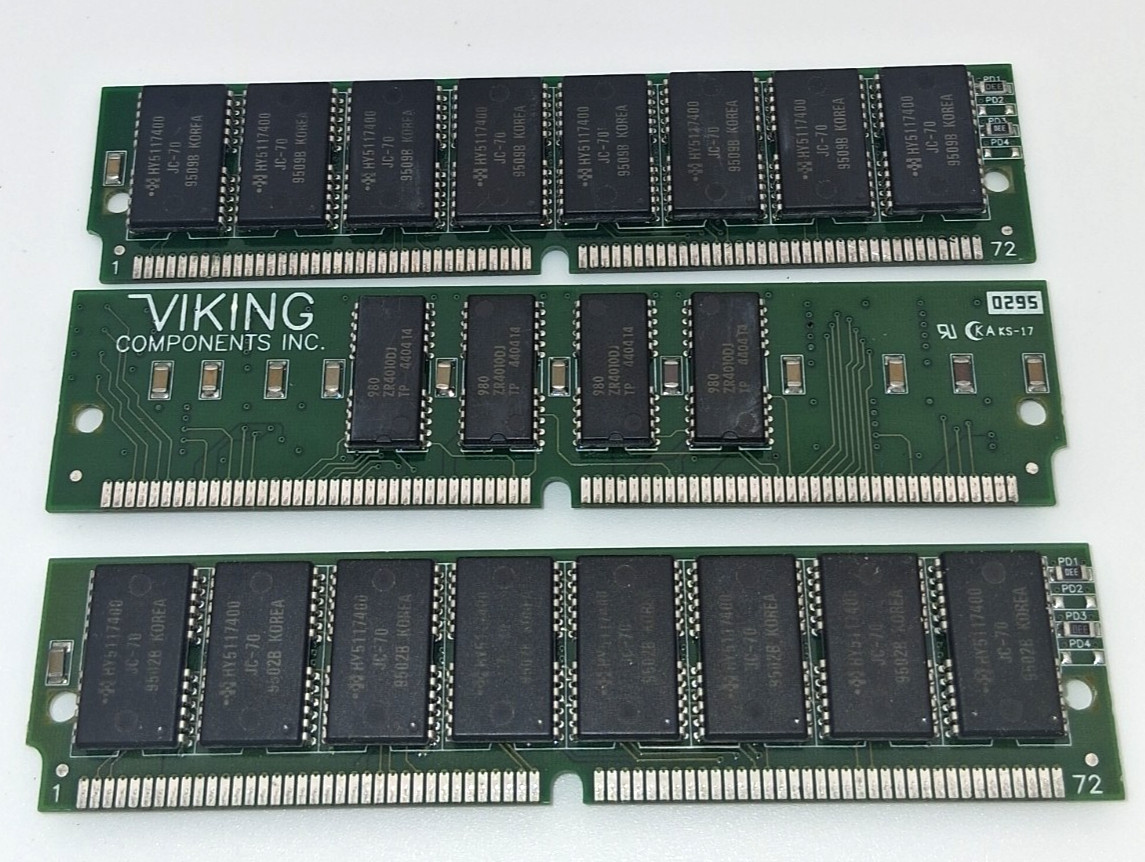 ( 3 PCS ) Vintage Viking 16MB  72-Pin FPM Memory