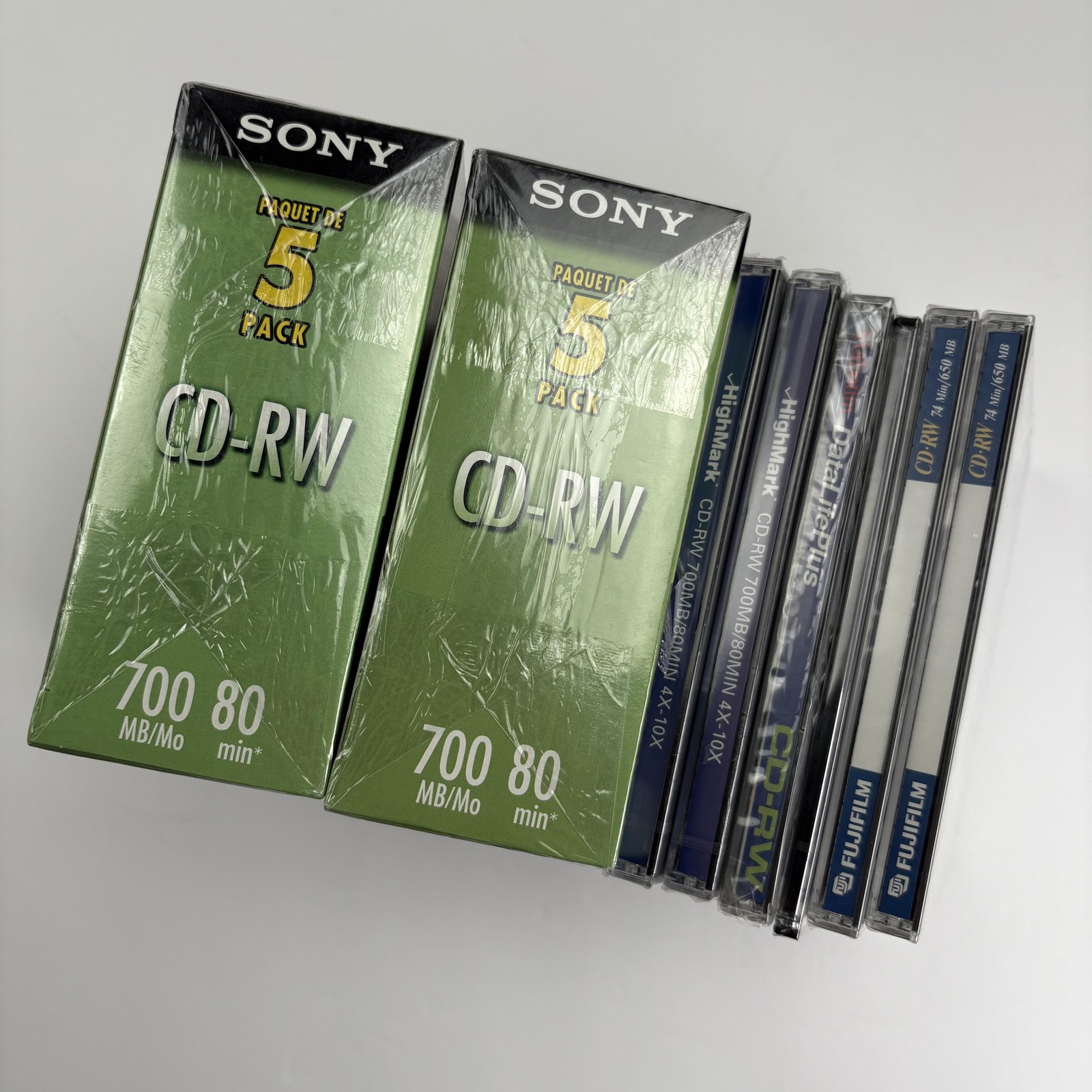 Lot 16 CD-RW Discs Sony 5-Packs Fujifilm Verbatim Memorex HighMark 700MB 80min