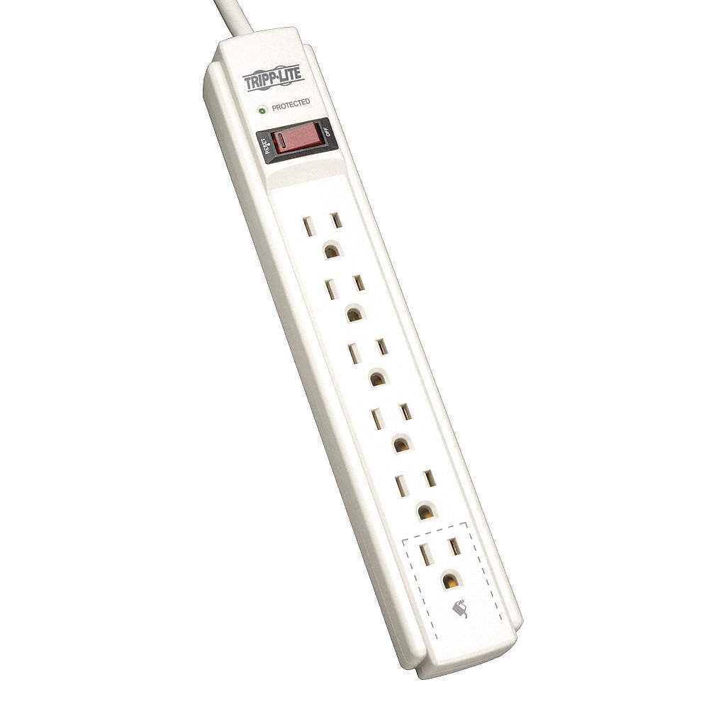 TRIPP LITE TLP604 Surge Protector Strip,6 Outlet,Gry 2MY53