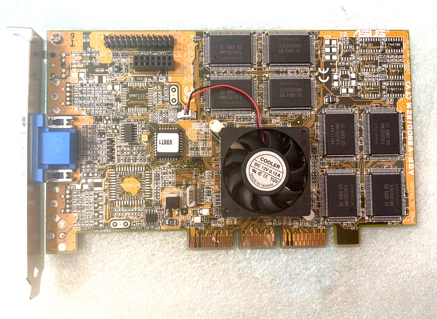 RARE ASUS AGP-V3800/32M (TV) NVIDIA RIVA TNT2 AGP VGA CARD VGA ONLY MXB28