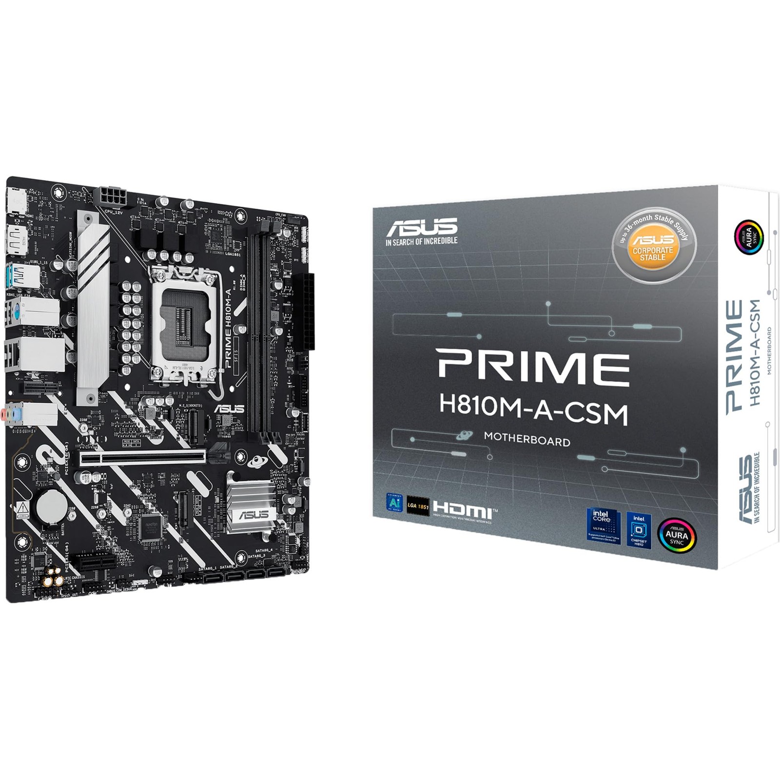 ASUS PRIME H810M-A-CSM, Intel mATX Motherboard, 6+1+1+1 Power Stages, DDR5 Slot,