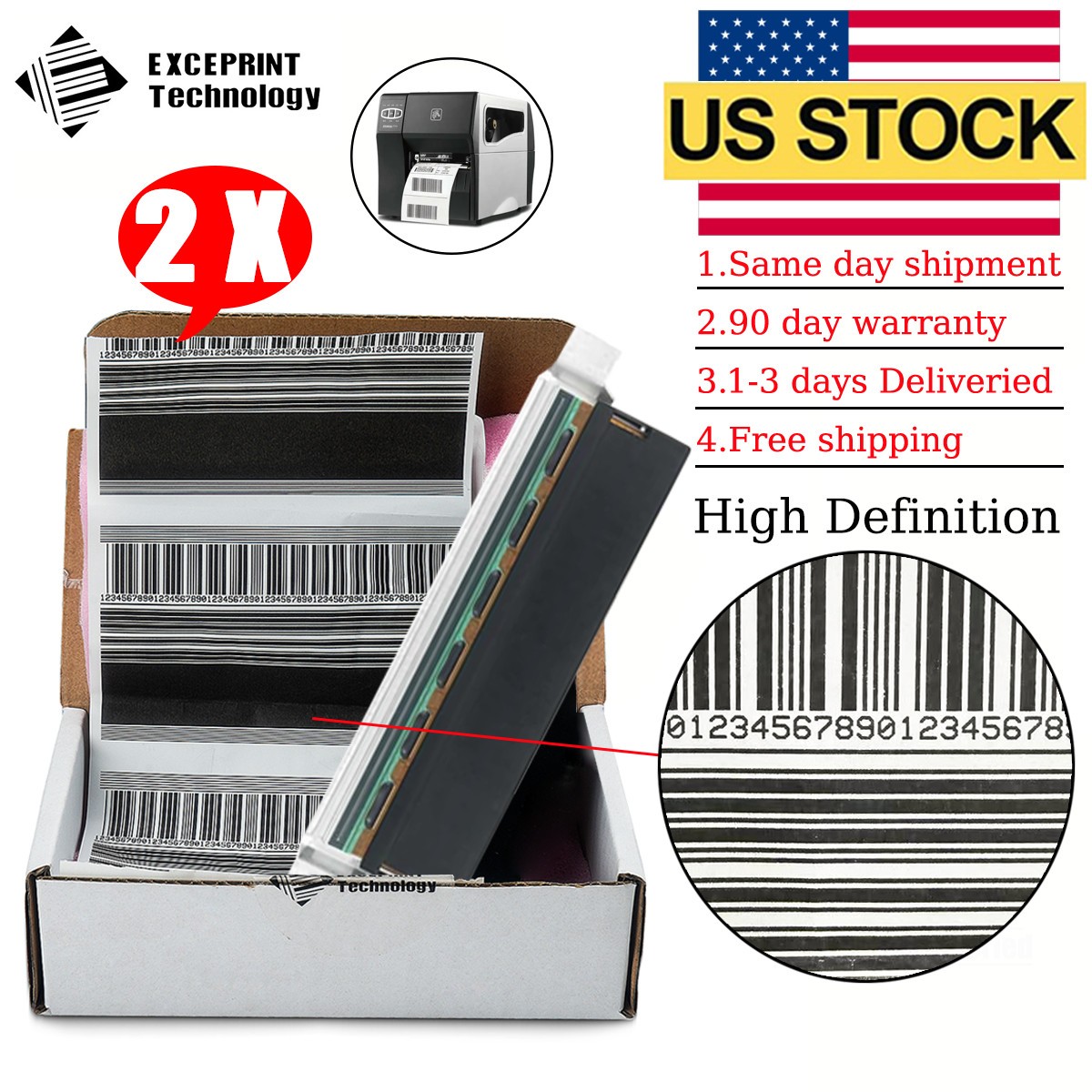 ✅ 2pcs Printhead for Zebra ZT210 ZT220 ZT230 Printer 203dpi P1037974-010 US ✅