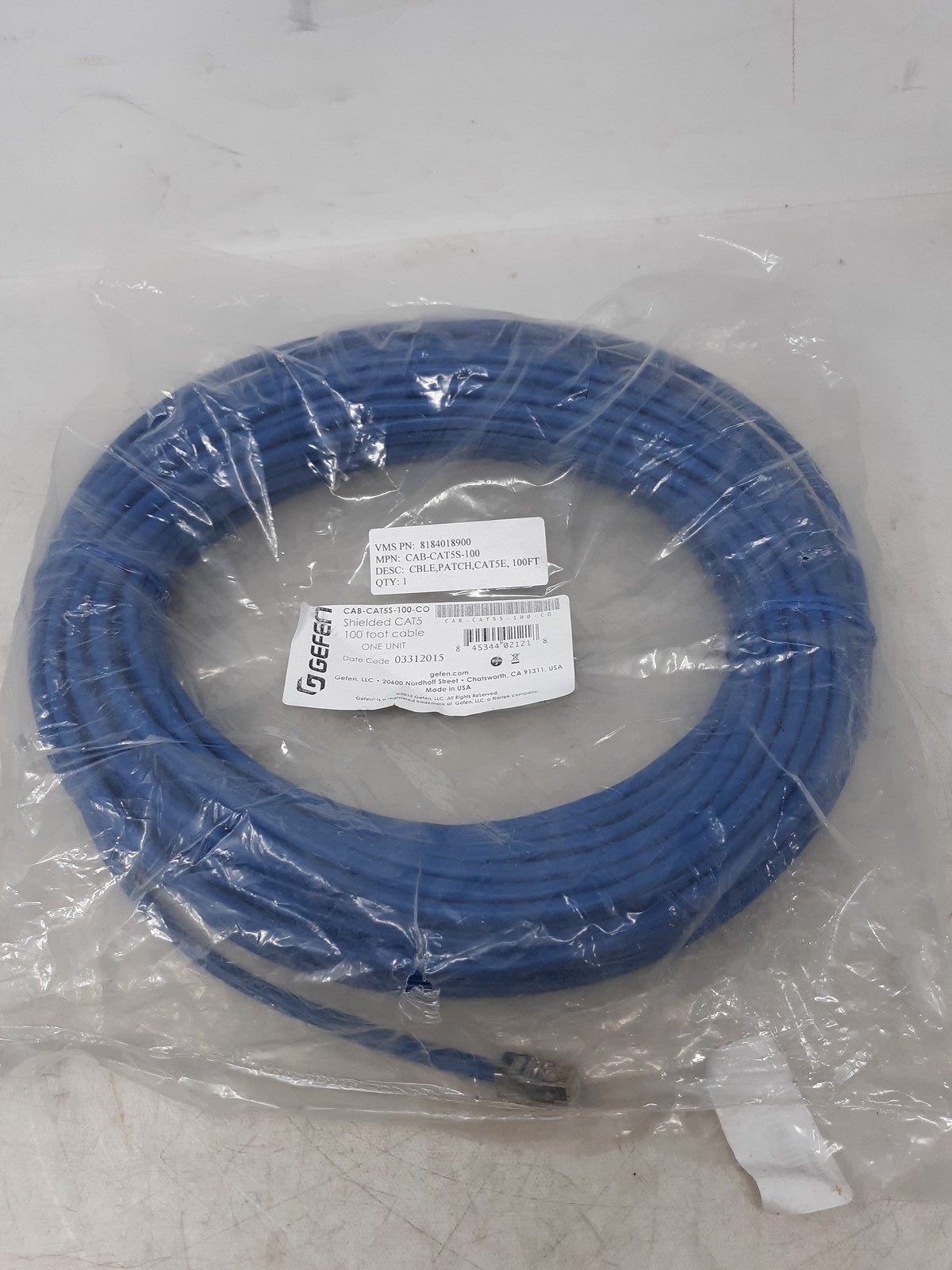 Gefen Shielded CAT5 Ethernet Cable 100ft – Model 8184018900 – High Performance