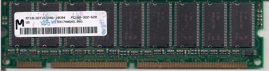 MT18LSDT1672AG-10EF7 - 128MB Memory Module (PC100/ 100MHZ/ 168 Pins)