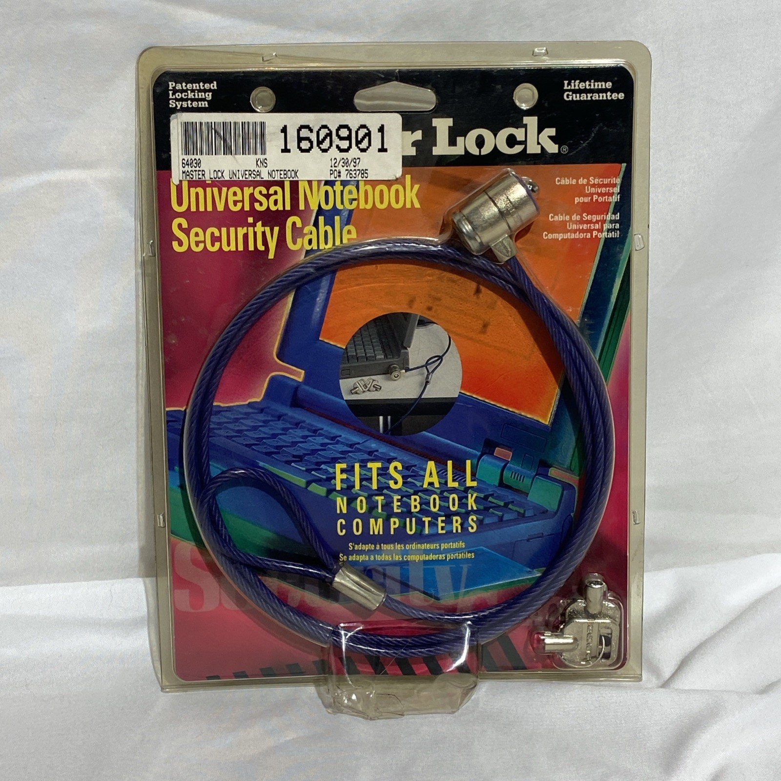 New MASTER LOCK Universal LAPTOP Notebook SECURITY CABLE blue