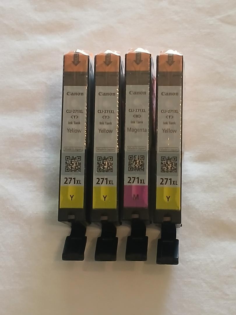 Lot of 4 New Genuine Canon 271XL Magenta & Yellow High Yield Ink Cartridges