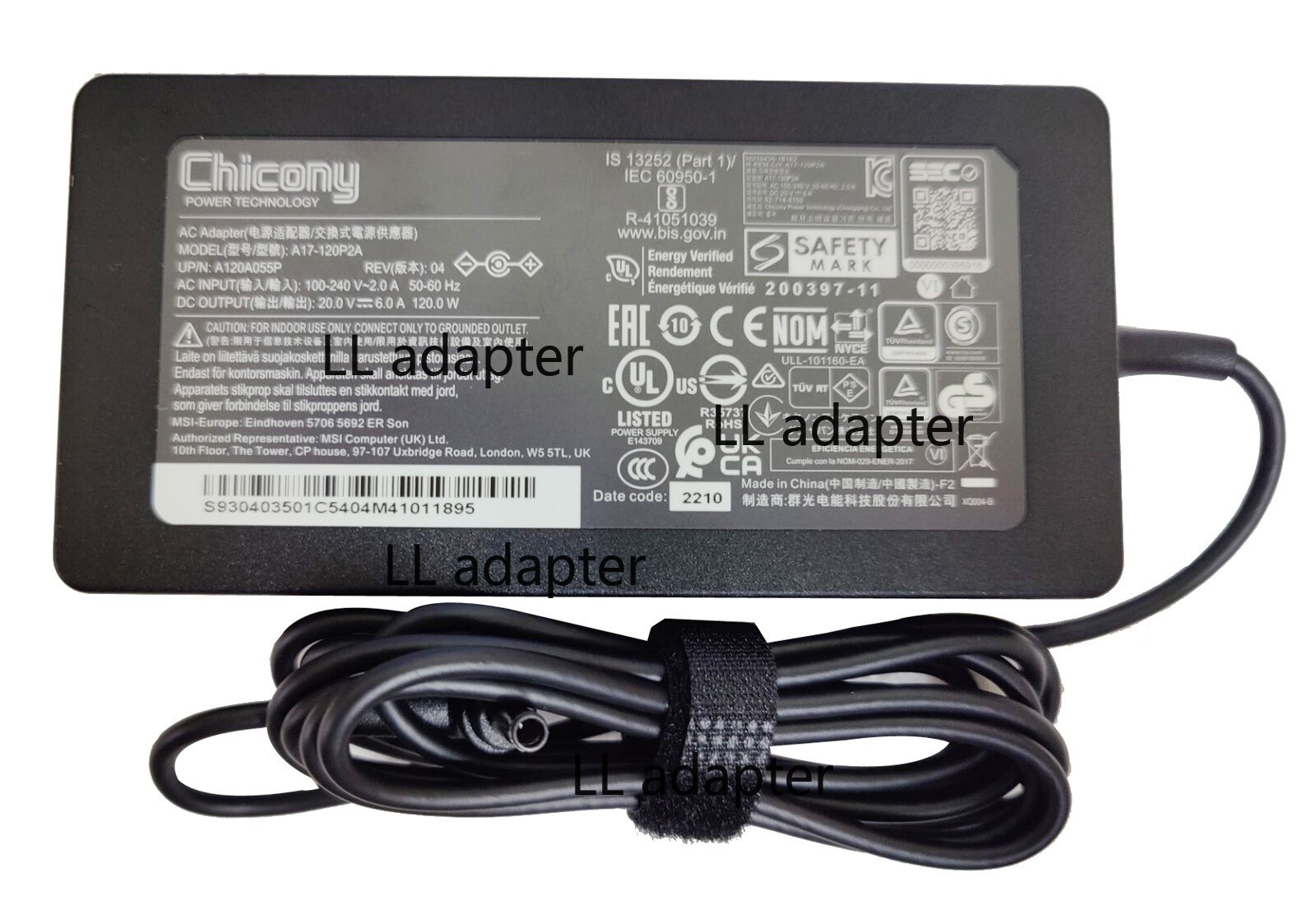 Genuine Chicony 120W 4.5mm AC Adapter MSI GF63 Thin 10SC 10SC-017XES Charger