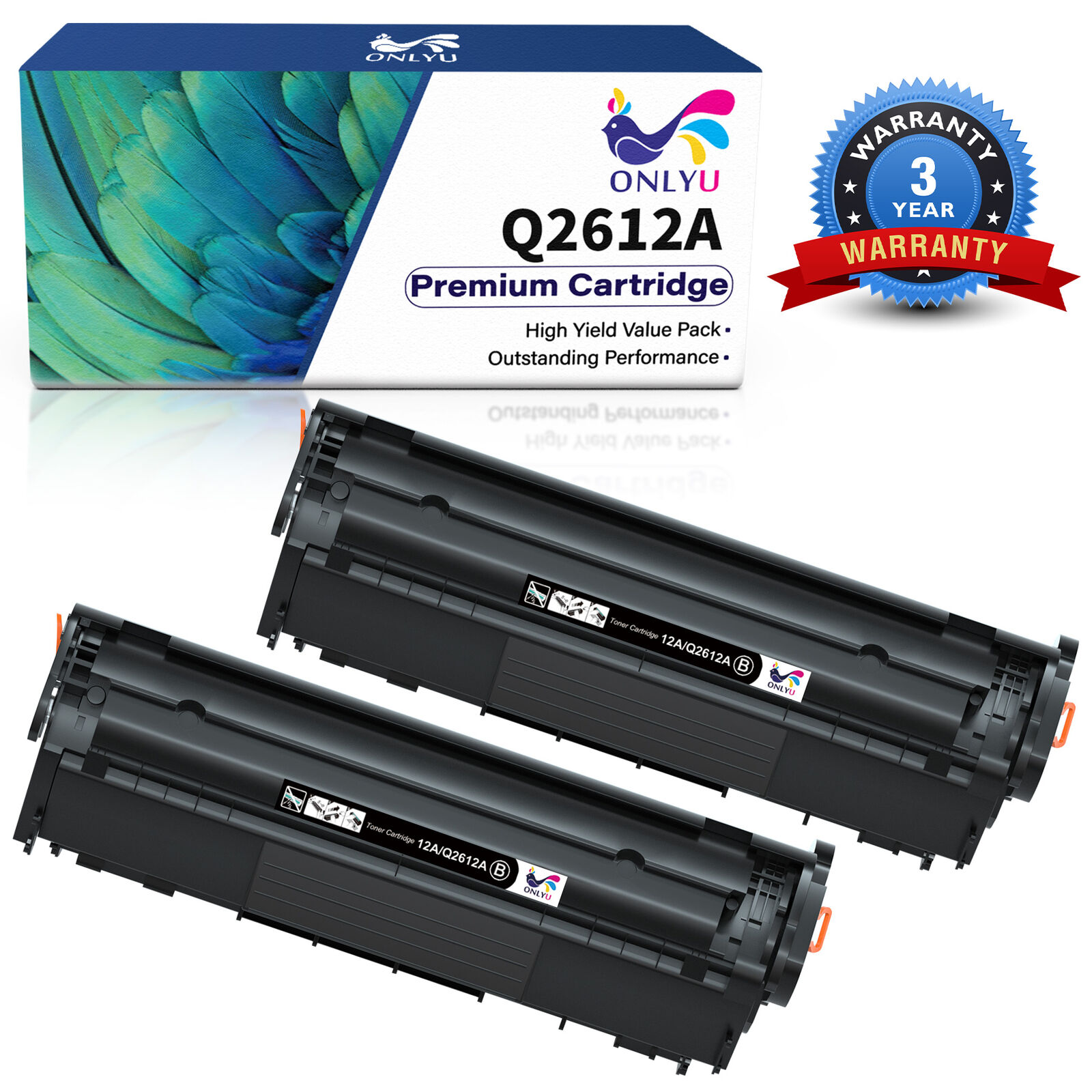 2 Pcs Q2612A 12A Toner Cartridge Replacement For HP LaserJet 1015 1020 1022 1012