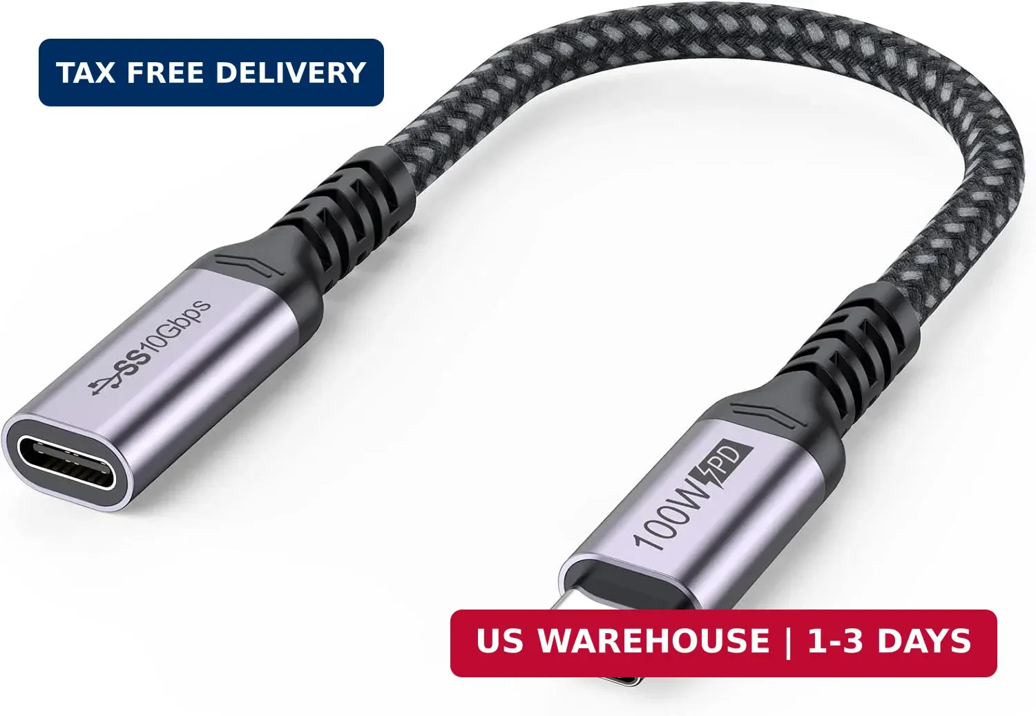 USB C Extension Cable 6 inch Short, Full-Function Extender USB 3.2 Gen 2 Type C