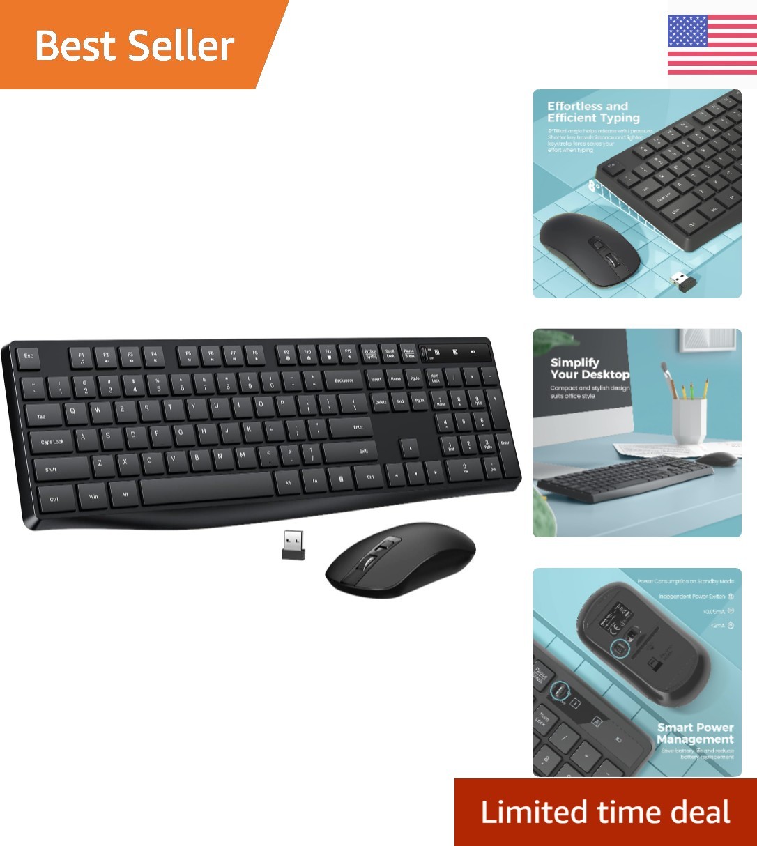 Universal 2.4G Wireless Full-Size Keyboard & Mouse - Comfort Meets Functionality
