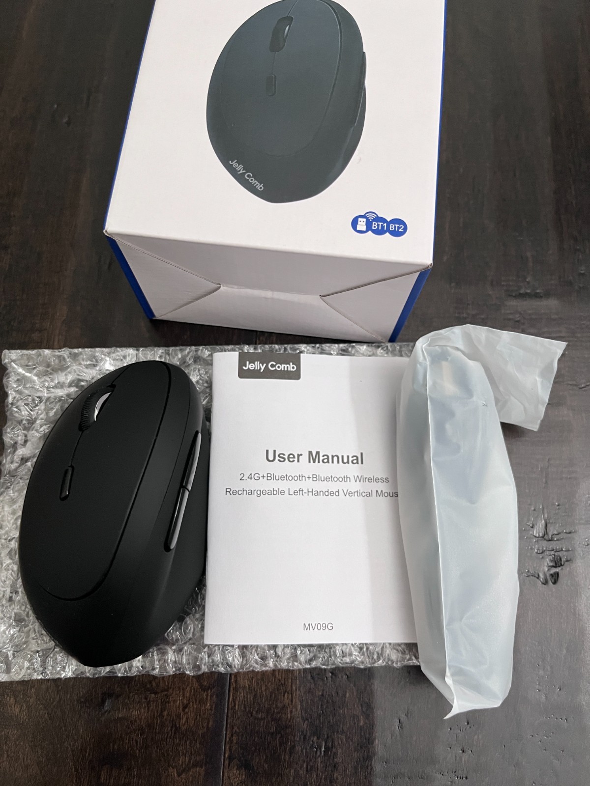 Jelly Comb MV09G Left Handed Ergonomic Vertical Wireless Rechargeable Mouse
