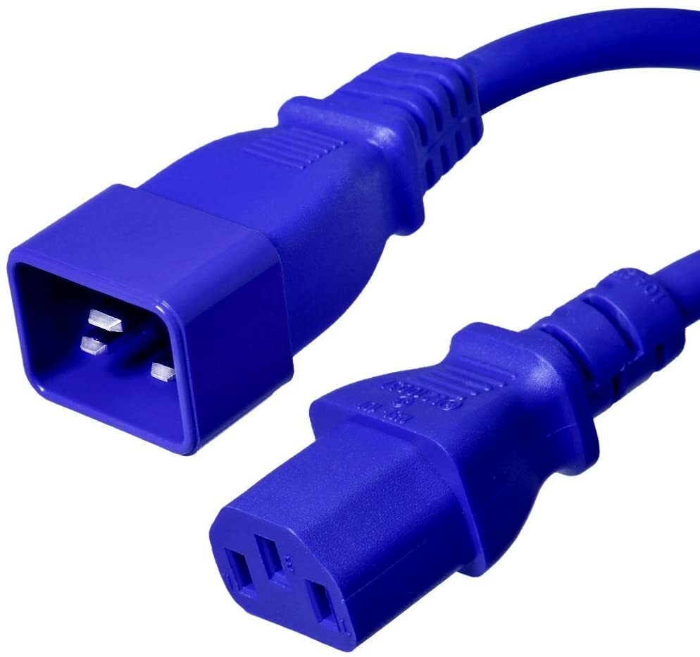 15 PACK LOT 8ft IEC C20 - C13 Blue Power Cord 14AWG 15A/1875W 100-250V 2.4M