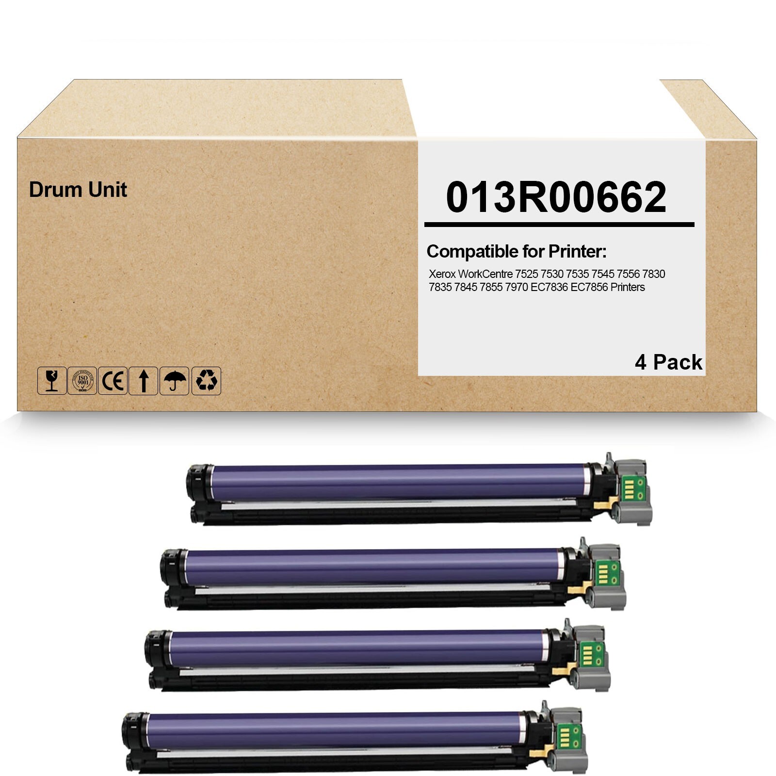 4 Pack 013R00662 Drum Unit for WorkCentre 7525 7530 7535 7545 7556 7830 7835