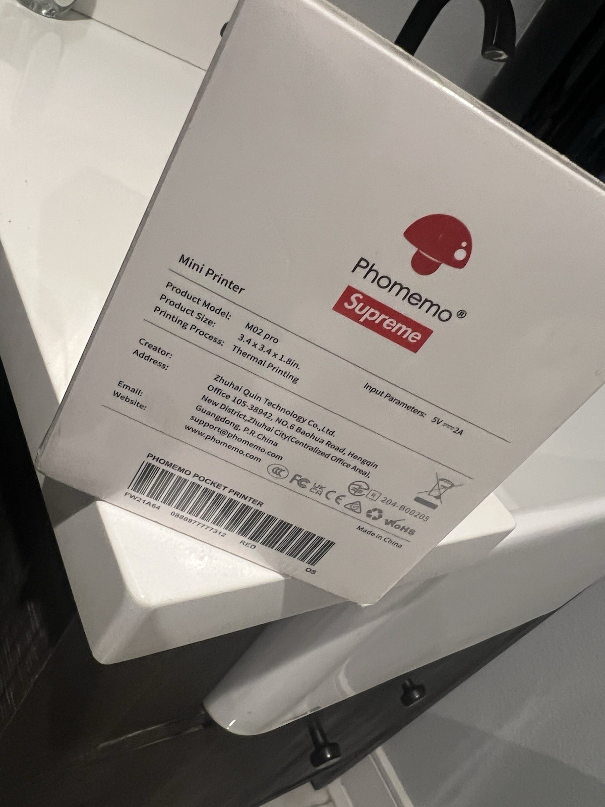 Supreme x Phomemo M02 Pro Pocket Printer Red FW21 Bluetooth Thermal NEW Sealed