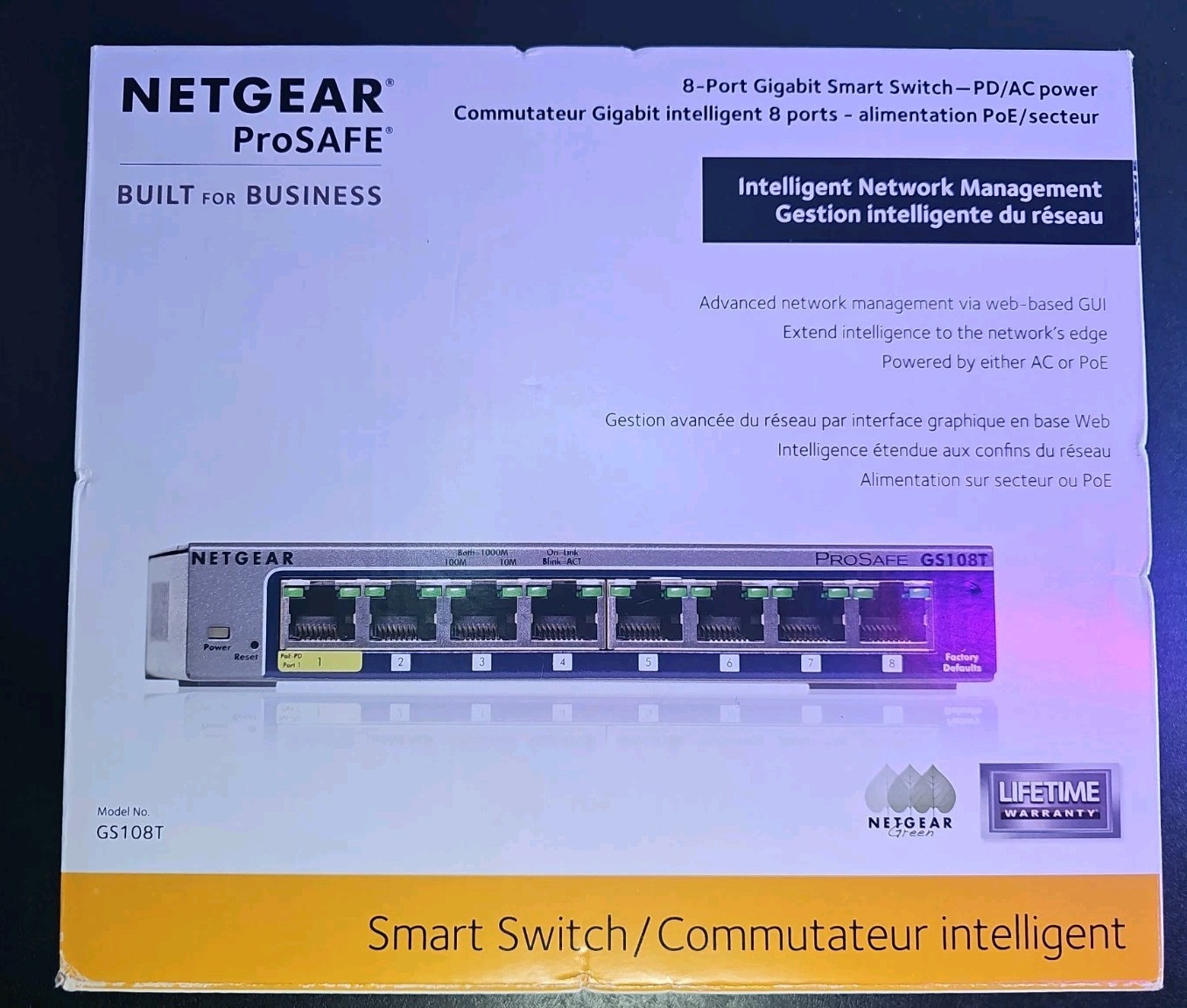 NETGEAR ProSAFE GS108T 8-Port Gigabit Smart Switch PD/AC PoE - Tested~~~