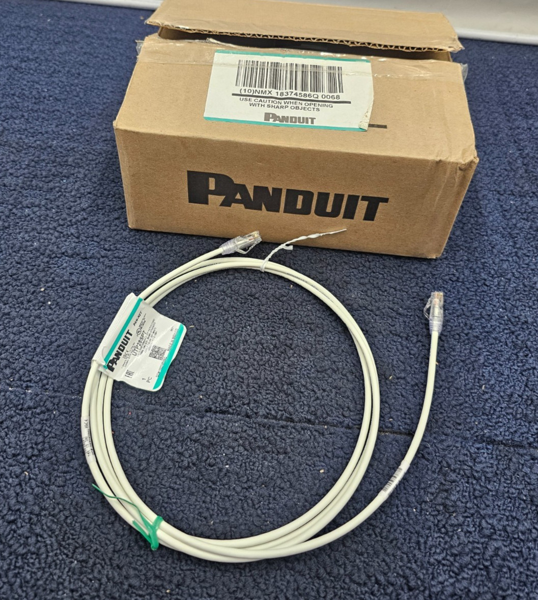 (QTY 10) PANDUIT UTP28SP7 WHITE CAT6 PATCH CABLE 7FT UTP 28AWG Stranded