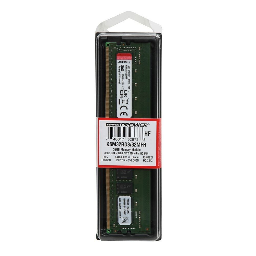Kingston 32GB DDR4-3200 CL22 ECC RDIMM Sealed Server Memory RAM (KSM32RD8/32MFR)