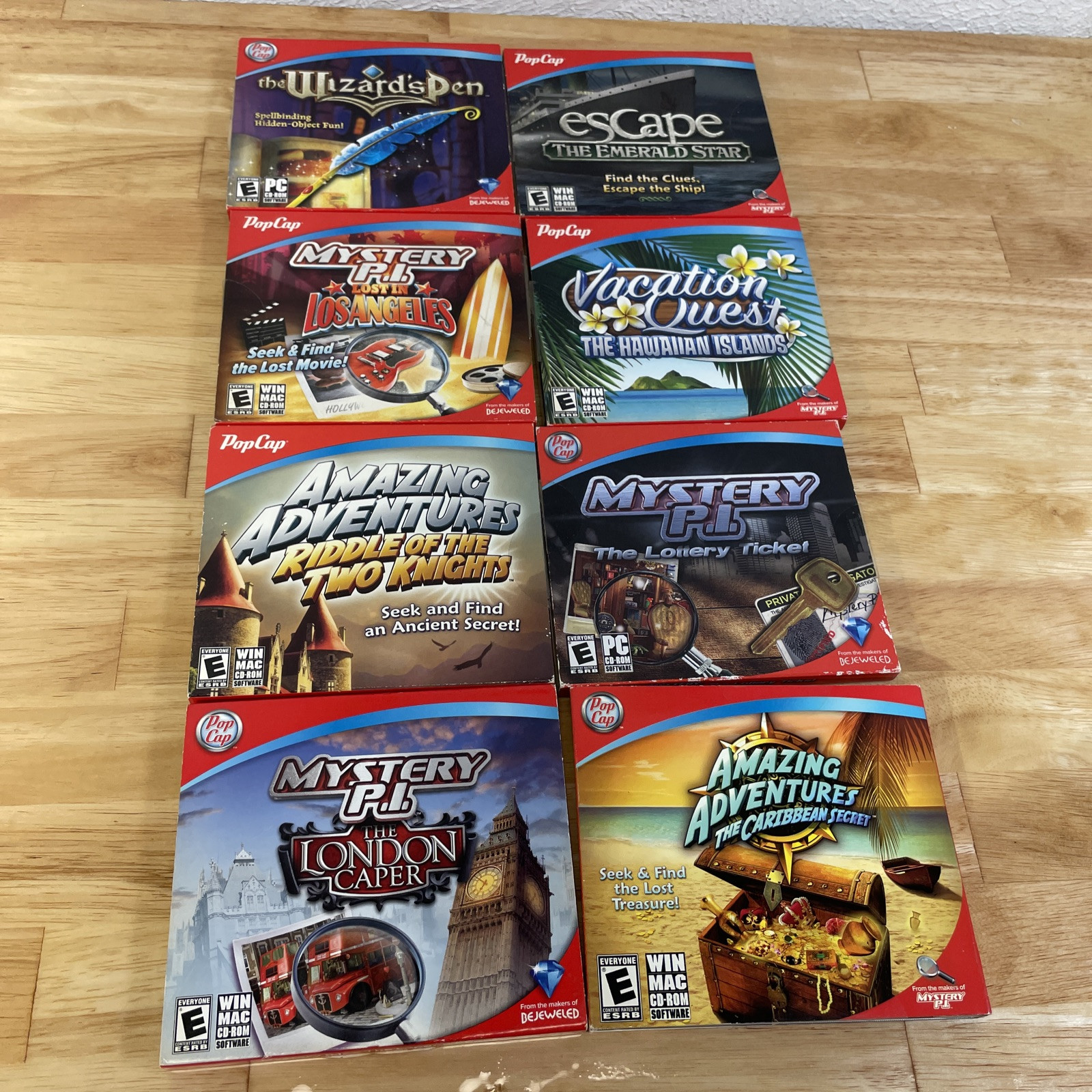 LOT OF 8 PC Games: Pop Cap Adventure & Mystery Various Titles