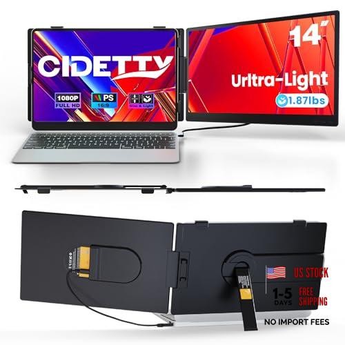 Laptop Screen Extender 0.27" Ultra-Thin, 14" Dual Portable Phantom Black